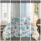 6 Piece Cotton Sateen Quilt Set with Throw Pillows Aqua King/Cal King