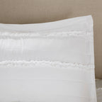 4 Piece Reversible Ruffle Quilt Set with Throw Pillow White King/Cal King