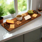 Acacia Serving Trays with Metal Handles