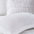 4 Piece Reversible Ruffle Quilt Set with Throw Pillow White King/Cal King