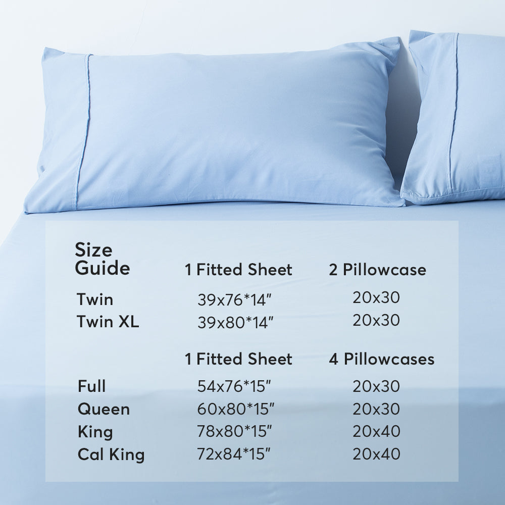 Kasentex Lightweight Sheet Set Twin/Full/Queen/King - Breathable Deep Pocket Bed Sheets with Pillowcases