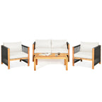 4 Pieces Acacia Wood Outdoor Patio Furniture Set with Cushions
