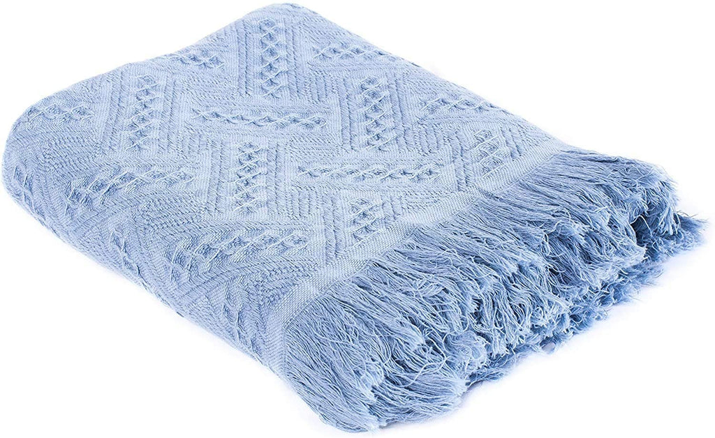 Kasentex Lightweight Cotton Throw Blanket - Soft Decorative Blanket for Sofa or Bed
