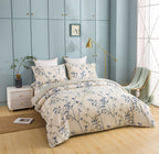 Tache Poplin Cotton Elegant Leaf Vine Cream Beige Duvet Cover (JHW-842)