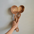 Olive Wood Spiral Salad Servers