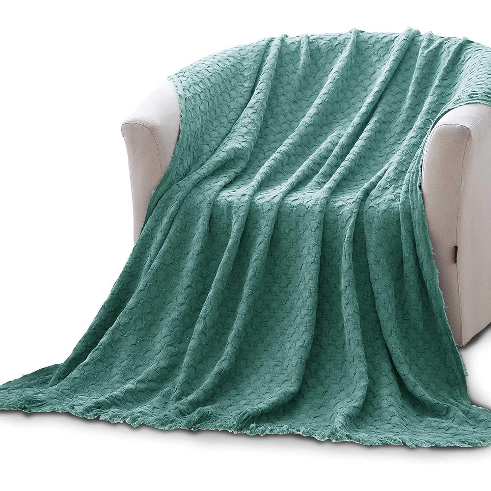 Kasentex Lightweight Cotton Throw Blanket - Soft Decorative Blanket for Sofa or Bed