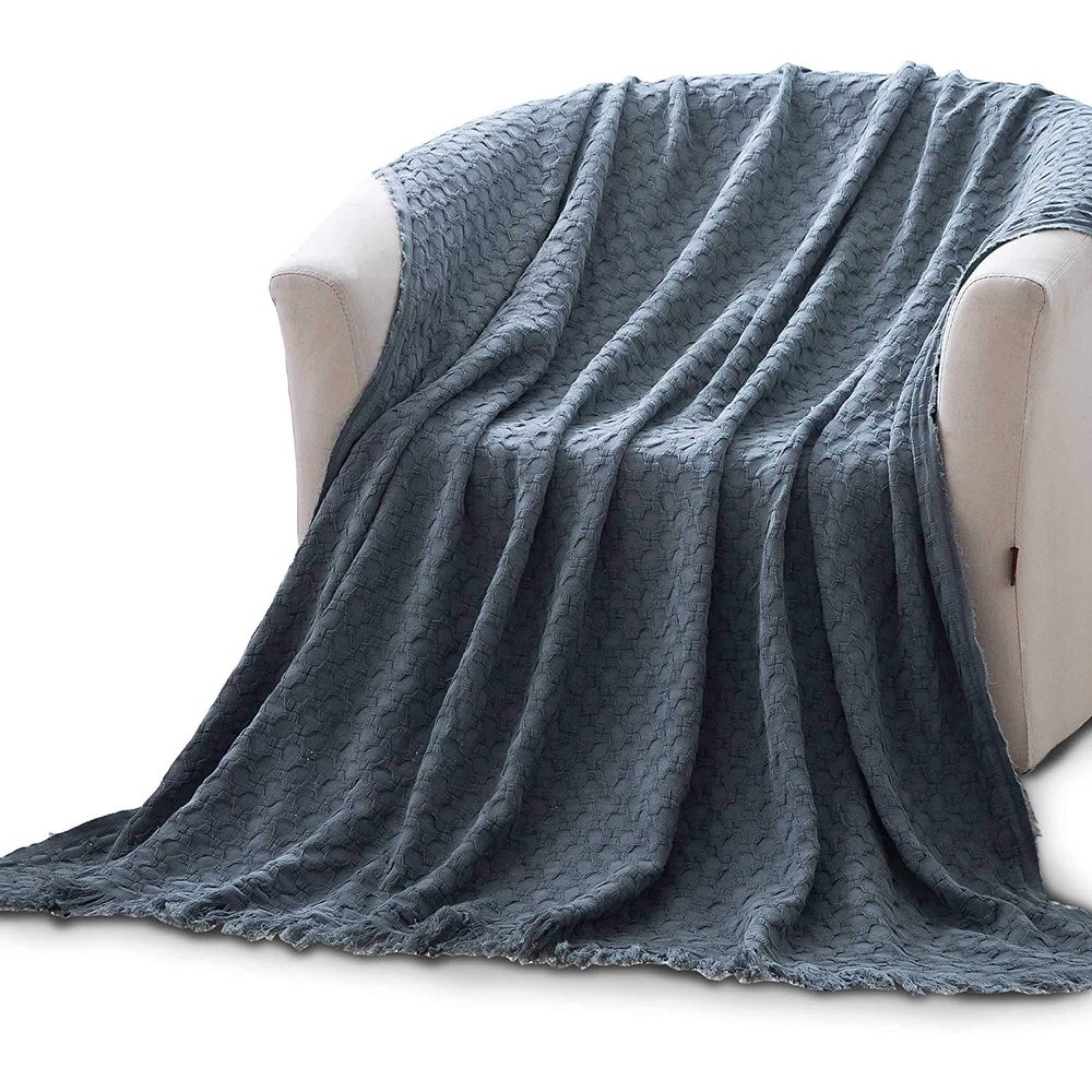 Kasentex Lightweight Cotton Throw Blanket - Soft Decorative Blanket for Sofa or Bed