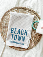 Beach Town Custom Tea Towel