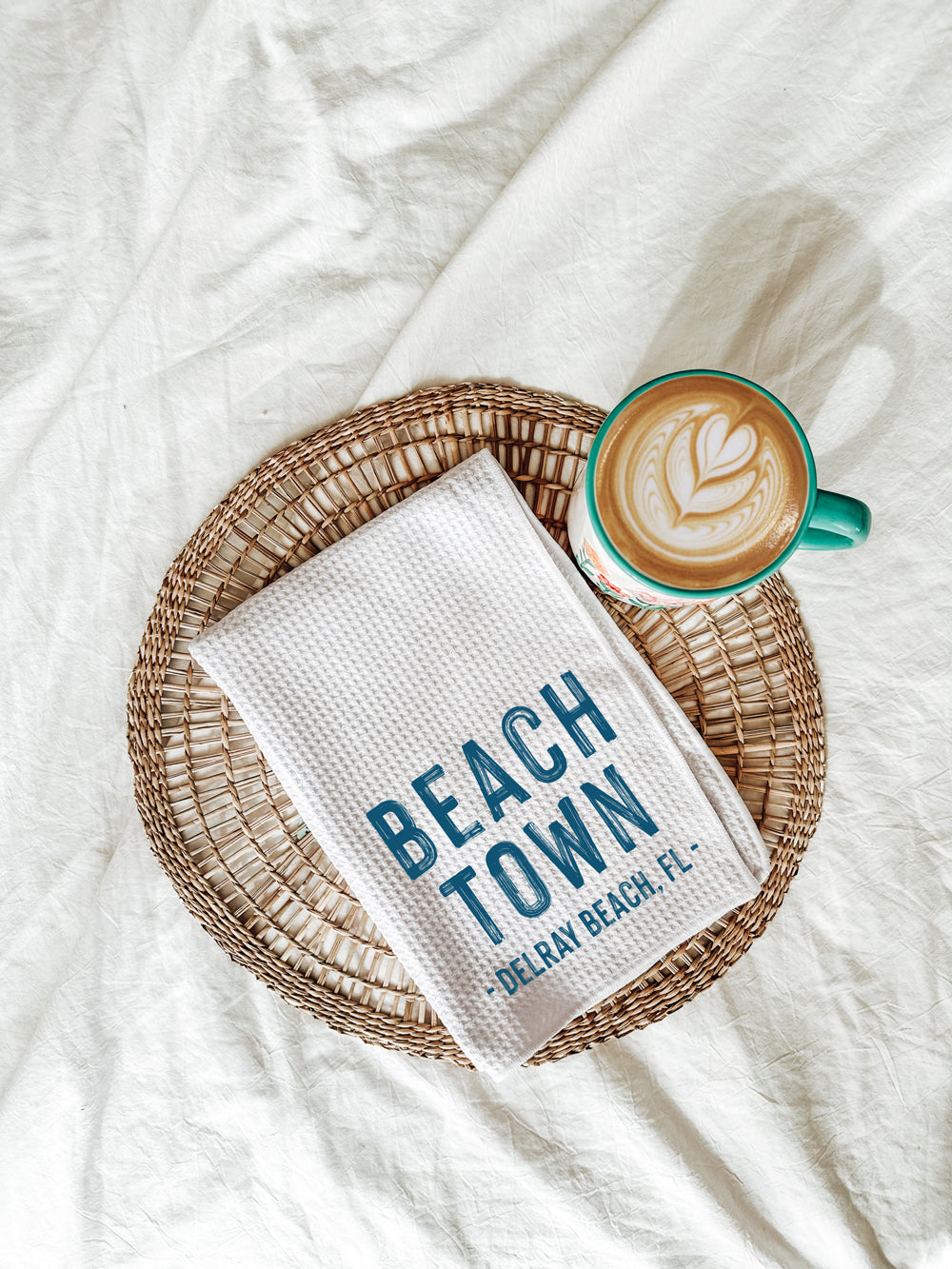 Beach Town Custom Tea Towel