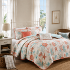 Coral Cove Coastal Quilt Set – 6 Piece
