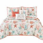 Coral Cove Coastal Quilt Set – 6 Piece