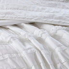 4 Piece Reversible Ruffle Quilt Set with Throw Pillow White King/Cal King