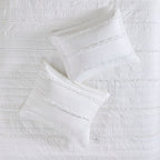 4 Piece Reversible Ruffle Quilt Set with Throw Pillow White King/Cal King