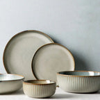 Nordic Ceramic Dinnerware Set with Glazed Minimalist Bowls