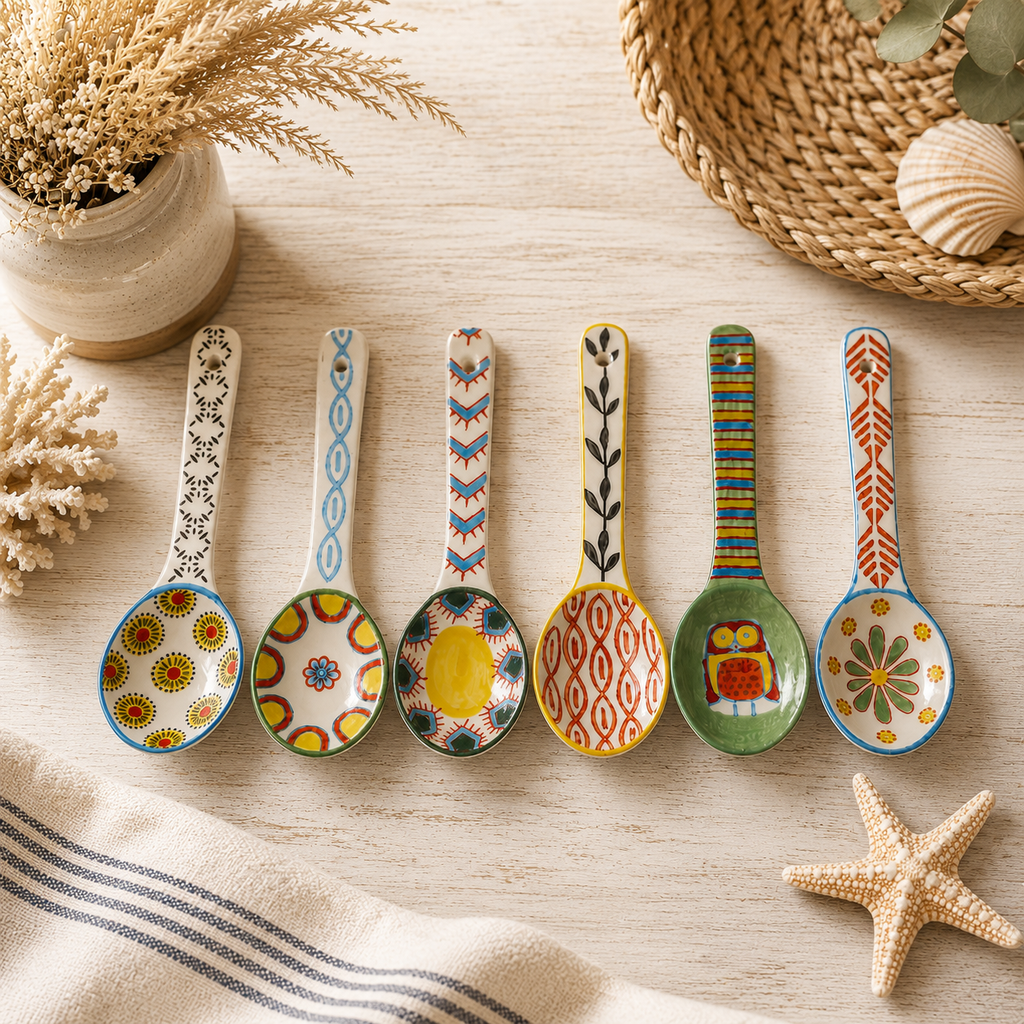 Hand-Painted Colorful Stoneware Spoons