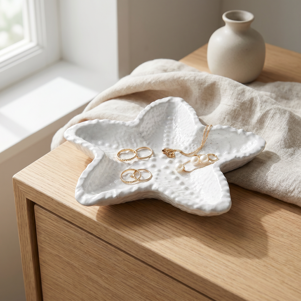 Starfish Catchall Tray, Gypsum White 4"